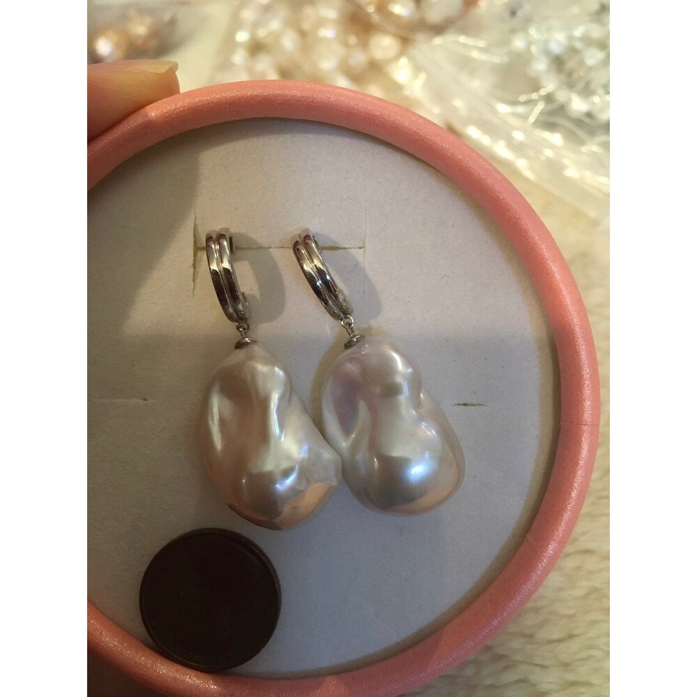 Genuine 23mm Fresh Water pearl earrings